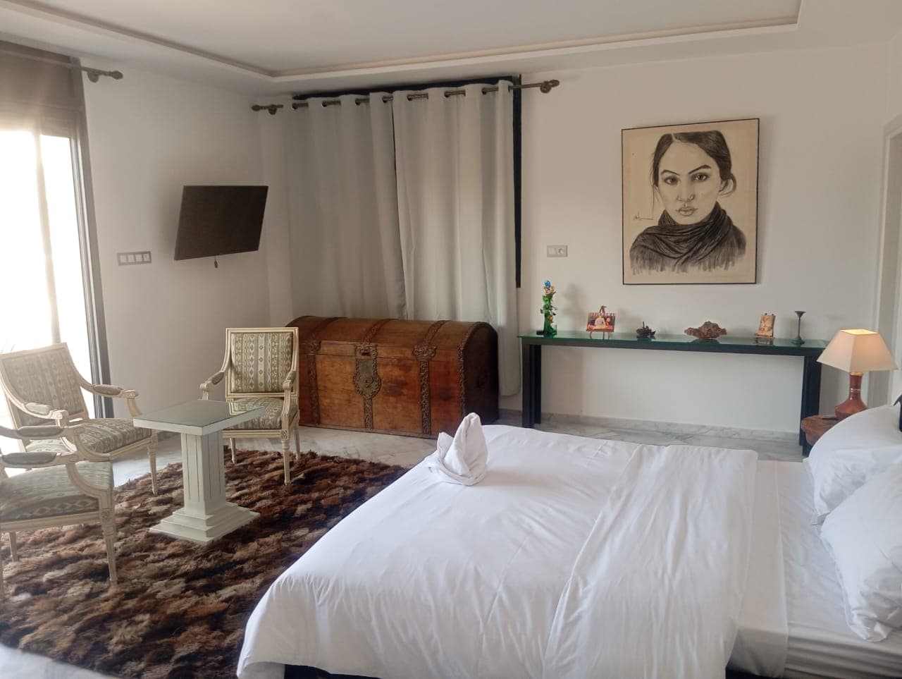 Luxury hotel bedroom with traditional decor