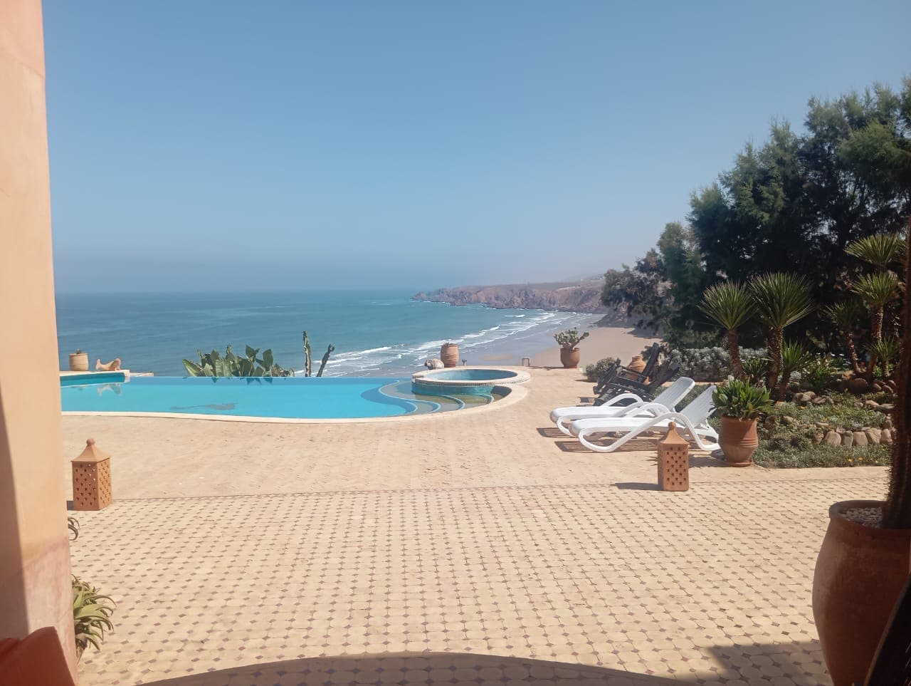 Pool terrace with stunning ocean horizon views